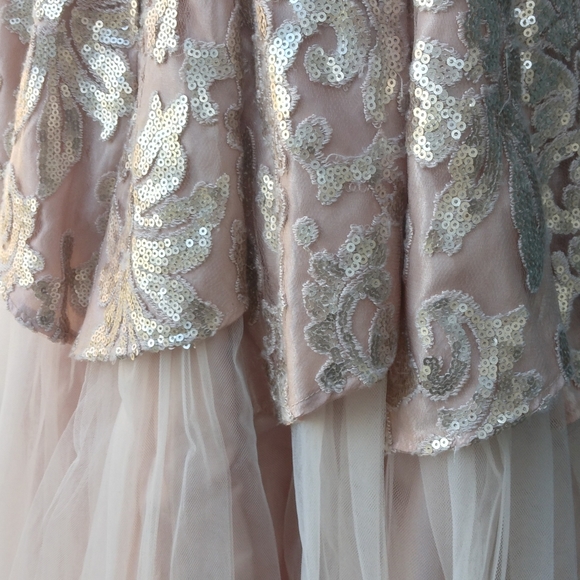 Vintage Inspired Pink Mauve Tulle and Sequin Strapless Formal Prom Party Dress - Picture 7 of 8